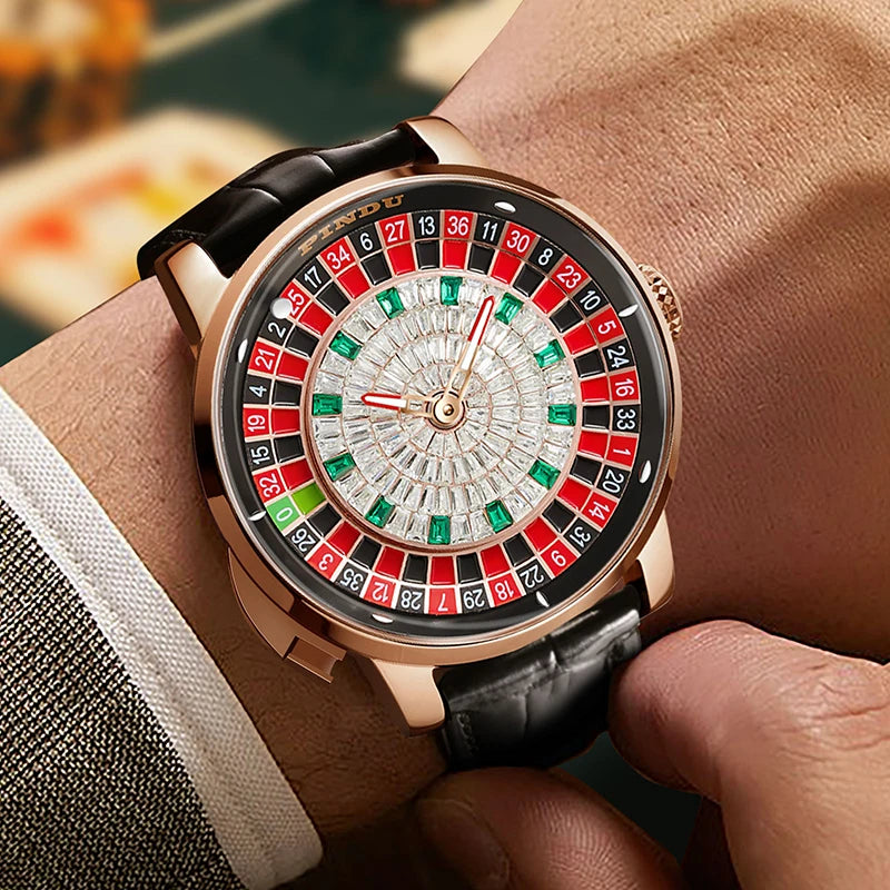 Men's PINDU Watch NH35A Sapphire Glass Waterproof Button Design Roulette Watch