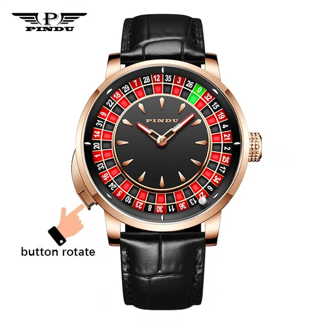 Men's PINDU Watch NH35A Sapphire Glass Waterproof Button Design Roulette Watch