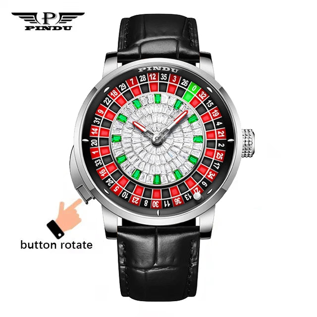 Men's PINDU Watch NH35A Sapphire Glass Waterproof Button Design Roulette Watch