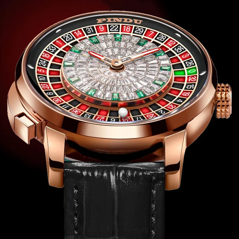 Men's PINDU Watch NH35A Sapphire Glass Waterproof Button Design Roulette Watch