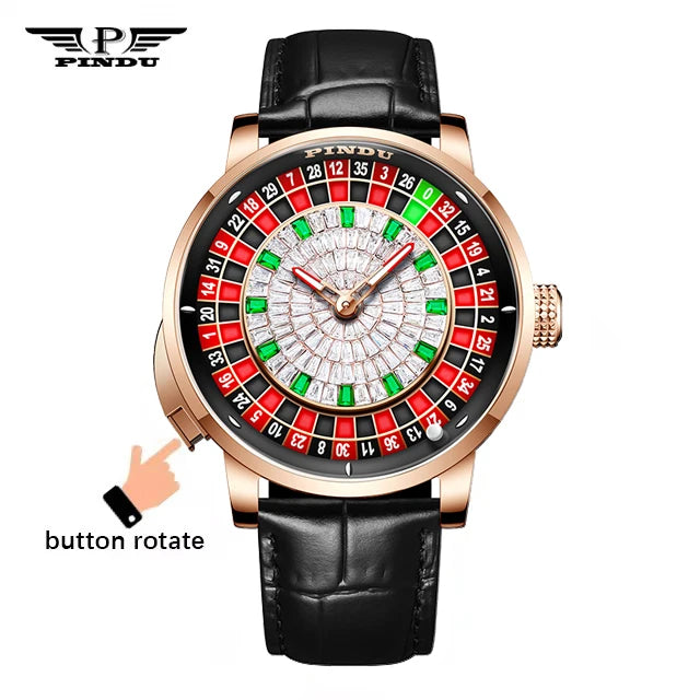 Men's PINDU Watch NH35A Sapphire Glass Waterproof Button Design Roulette Watch