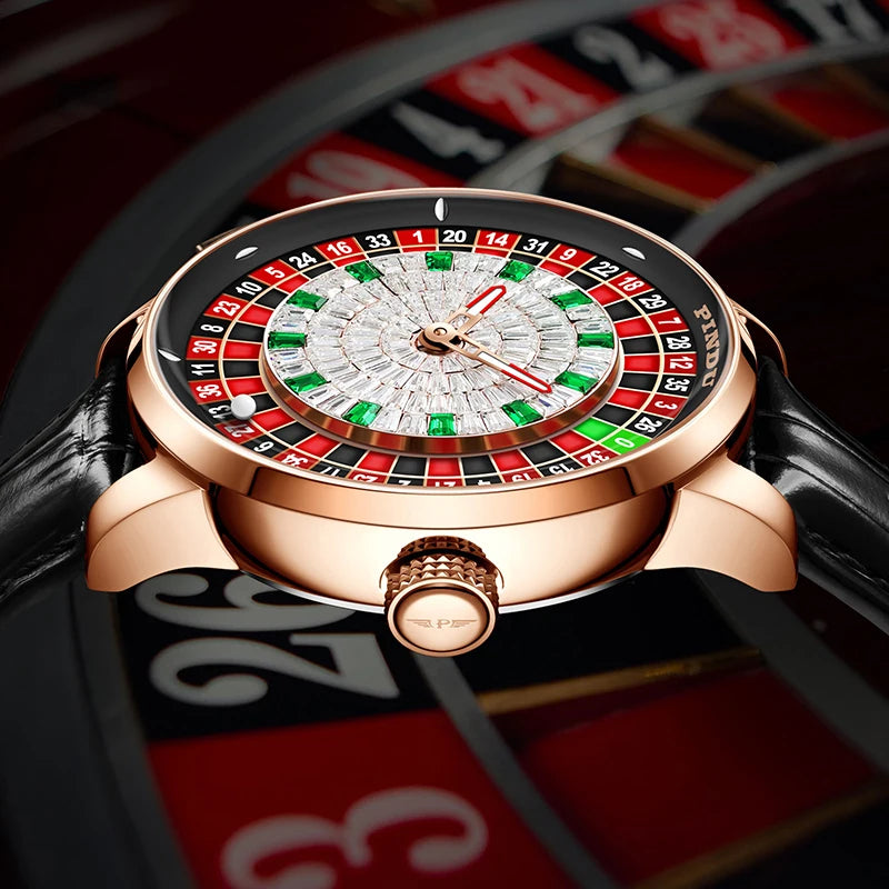 Men's PINDU Watch NH35A Sapphire Glass Waterproof Button Design Roulette Watch