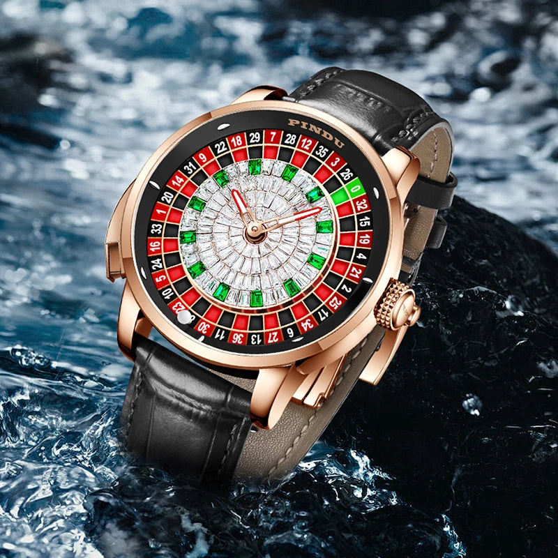 Men's PINDU Watch NH35A Sapphire Glass Waterproof Button Design Roulette Watch