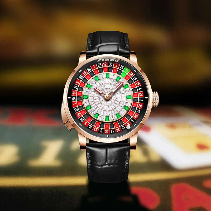 Men's PINDU Watch NH35A Sapphire Glass Waterproof Button Design Roulette Watch